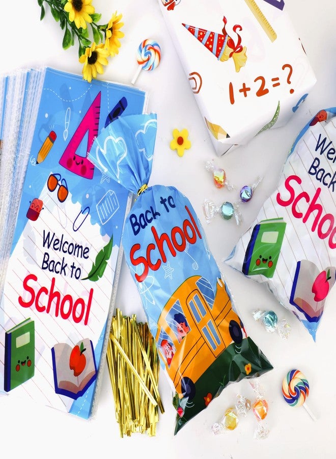 هواف أكياس سيلوفان من HOWAF، ١٠٠ قطعة، أكياس حلوى "يوم دراسي سعيد" مع أربطة لولبية، مثالية لتوزيعات حفلات العودة إلى المدرسة، أكياس هدايا ترحيبية بالعودة إلى المدرسة، أكياس شفافة للعودة إلى المدرسة - Image 3